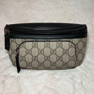 Authentic GUCCI GG Supreme Monogram Belt Bag - Black